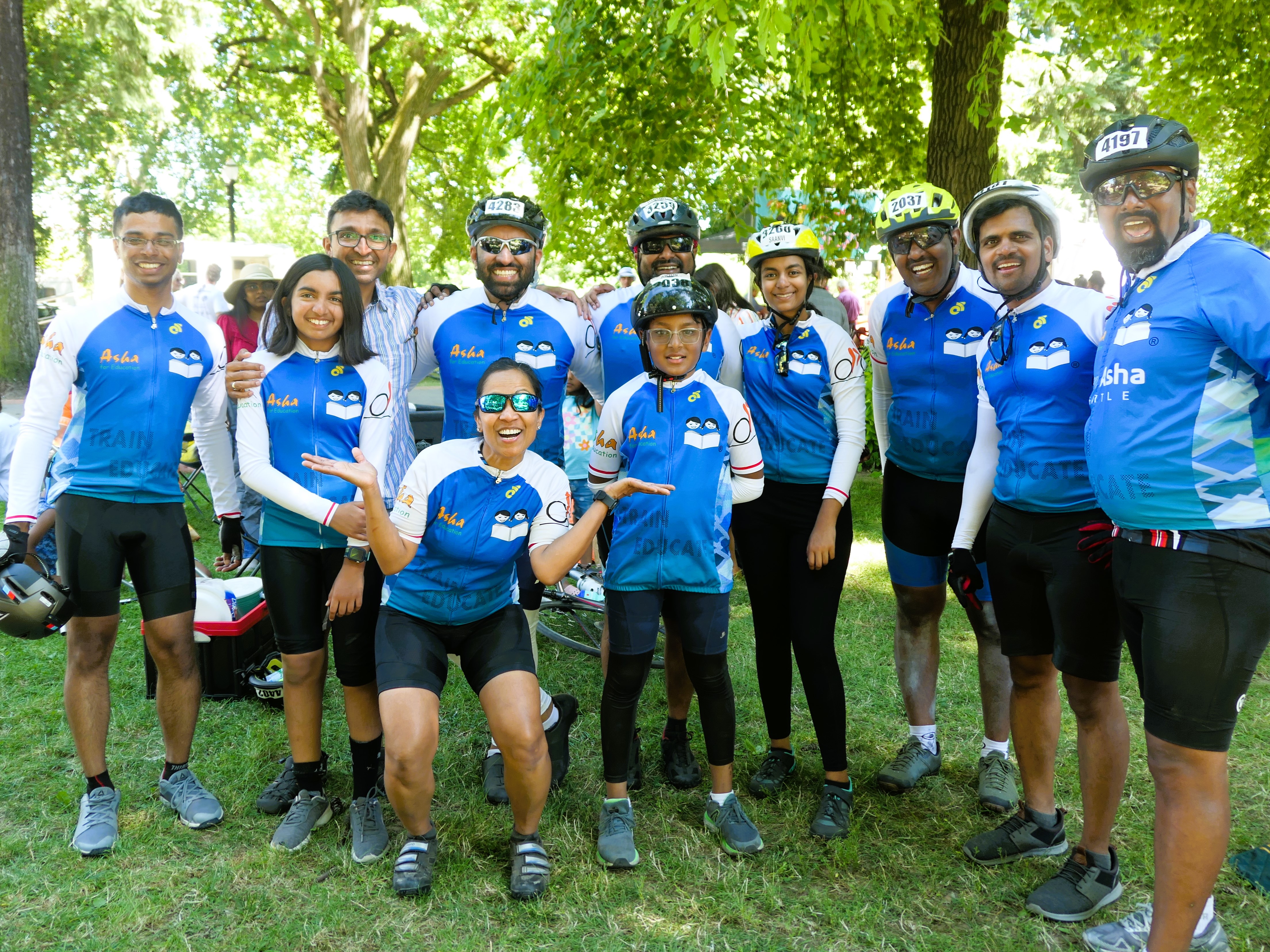 Asha for Education Biking Team members at the 2023 finish 